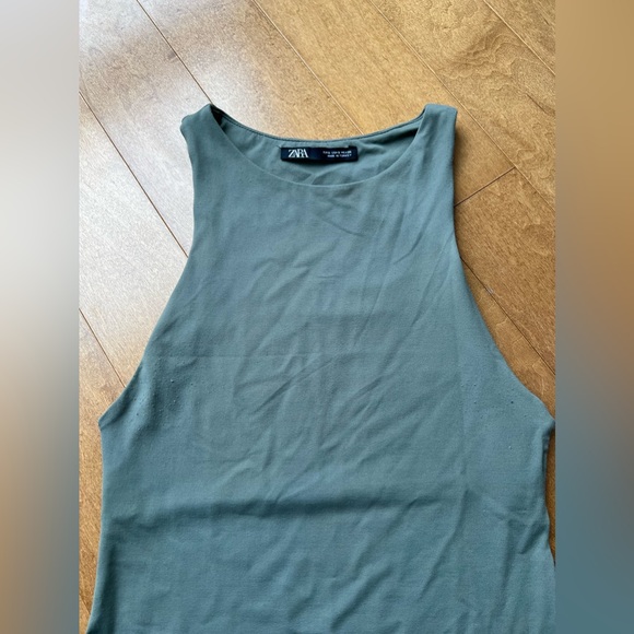 Zara Olive Green Halter Neck Bodysuit Size Small - Picture 3 of 5